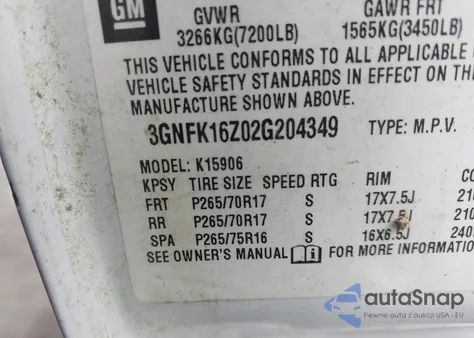 2002 Chevrolet Suburban K1500 from USA, damaged, VIN 3GNFK16Z02G204349